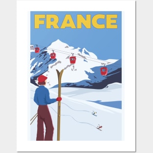 France Vintage Ski Travel Poster Posters and Art
